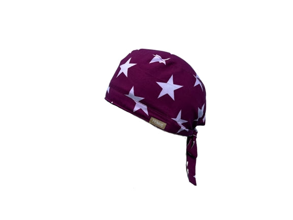 Scrub Cap Maroon Star Design