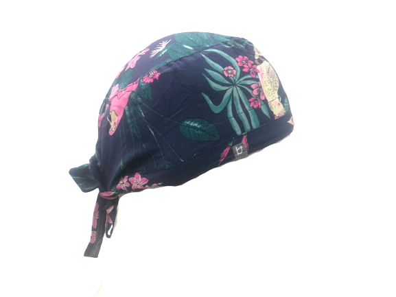 Scrub Cap Navy Floral Pattern