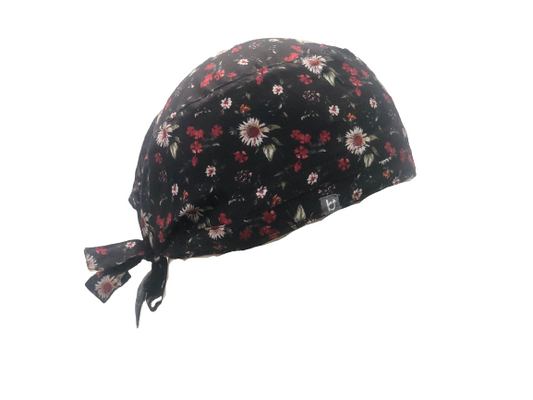 Scrub Black Floral Pattern