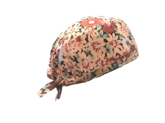 Scrub Cap Orange floral