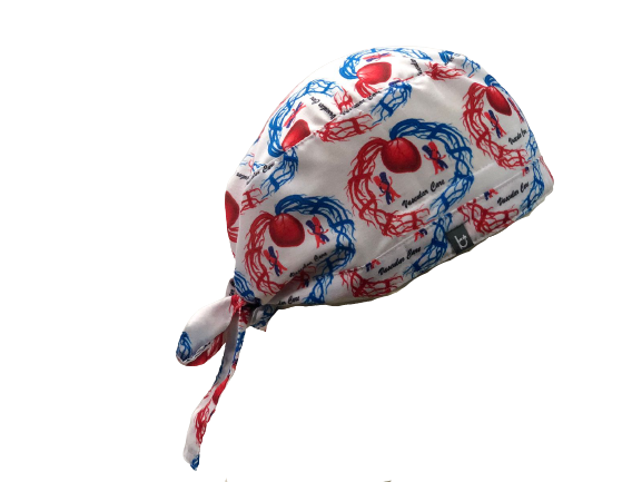 Scrub Cap White Red Heart