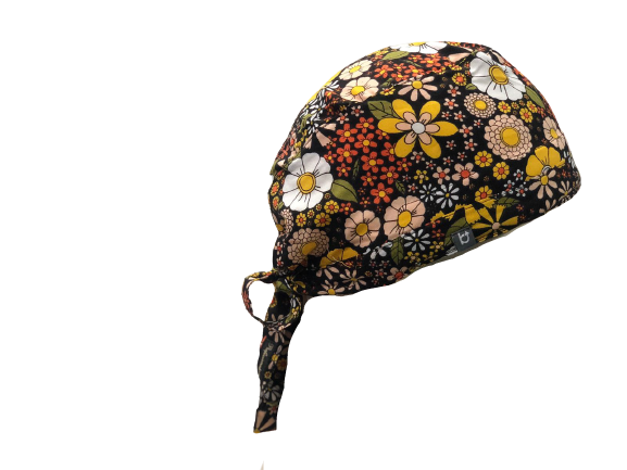 Scrub Cap Black multi Color