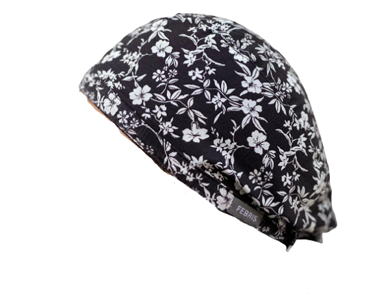 Reversible Scrub Cap Black Floral