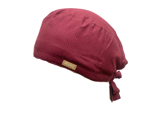 Scrub Cap Red Black Dotted