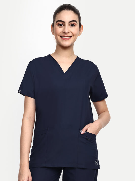 FEBRIS iScrubs Women's 2 - Pocket Scrub Top (Navy)