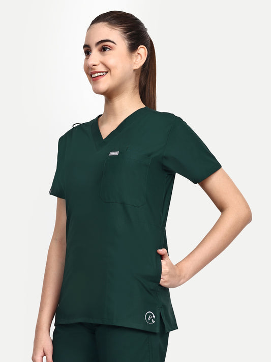 FEBRIS iScrubs Women's 5 - Pocket Scrub Top (Dark Green)
