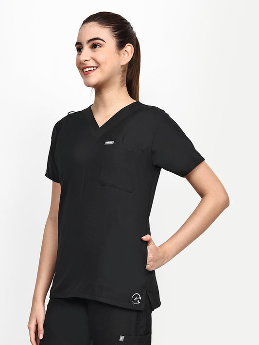 FEBRIS iScrubs Women's 5 - Pocket Scrub Top (Black)