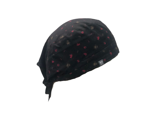 Scrub Cap Black and Red floral