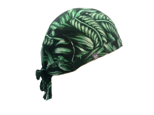 Scrub Cap Green leaf pattern