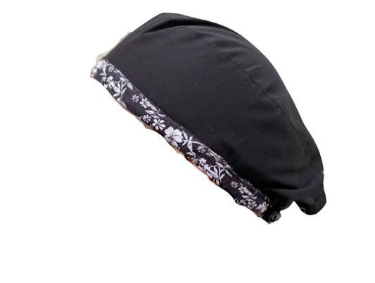 Reversible Scrub Cap Black Floral