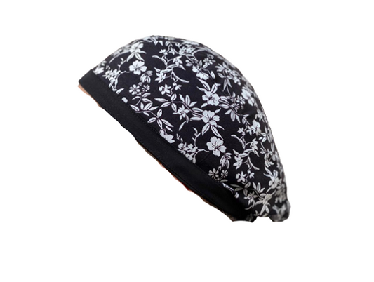 Reversible Scrub Cap Black Floral