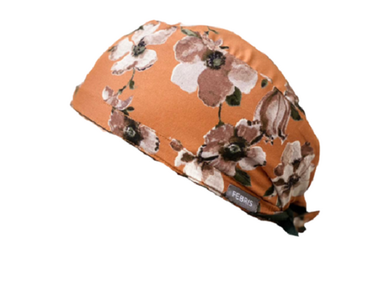 Reversible Scrub Cap Orange floral
