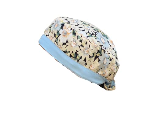 Reversible Scrub Cap Blue Floral Design