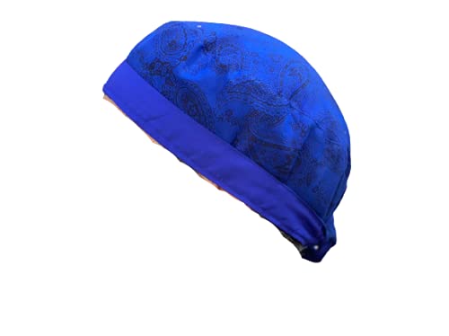 Reversible Scrub Cap Blue Floral Design