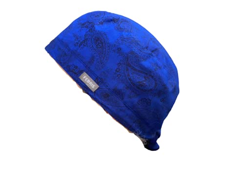Reversible Scrub Cap Blue Floral Design